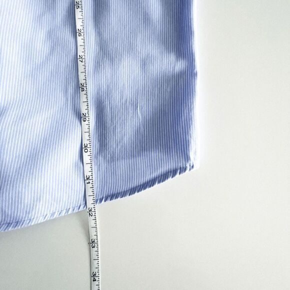 Tommy Hilfiger Mens Dress Shirt Regular Fit Button Long Sleeve Stripes Blue Sz18 - Picture 8 of 8